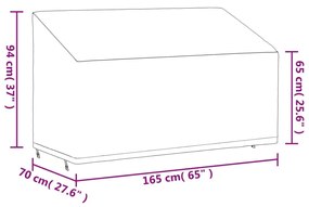 Καλύμματα Τριθέσιων Πάγκων 2 τεμ Μαύρα 165x70x65/94εκ Ύφ.Oxford - Μαύρο