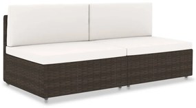 vidaXL Καναπές Αρθρωτός Διθέσιος Καφέ από Συνθετικό Ρατάν