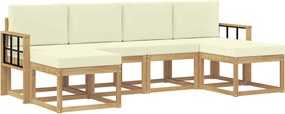 vidaXL Σειρά Καναπέ Εξωτερικού 6 pcs Λευκό και Κρεμ Πολυεστέρας