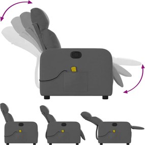 vidaXL Πολυθρόνα Μασάζ Ανακλινόμενη Σκούρο Γκρι Υφασμάτινη