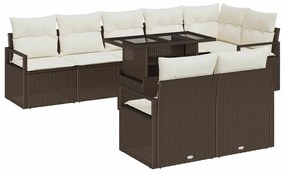 vidaXL Σετ Καναπέ Κήπου με αποθήκευση 9 pcs Καφέ Πολυ ράταν