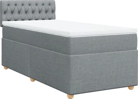 vidaXL Κρεβάτι Boxspring με Στρώμα Ανοιχτό Γκρι 80x200 εκ. Υφασμάτινο