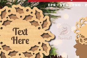 Σετ των 2 Intra απο ξύλο plywood 3mm-4mm πάχος Πρότυπο κοπής με λέιζερ Χριστουγεννιάτικων πινακίδων 8 Δίασταση 15x15 cm INTRAFABR-113202894