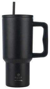 Estia Θερμός Ποτήρι Straw Tumbler XL 900ml Save The Aegean Midnight Black 01-32111