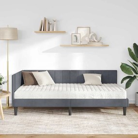 vidaXL Κρεβάτι Γωνίας με στρώμα Σκούρο γκρι 90 x 190 cm Βελούδο