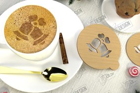 Σετ των 2 Intra απο ξύλο plywood 3mm-4mm πάχος Στένσιλ χριστουγεννιάτικου καφέ | Λάτρης του καφέ Δίασταση 15x15 cm INTRAFABR-107633729