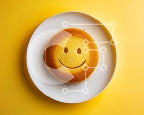 Intra Συλλεκτικό Ξύλινο Παζλ Plywood  4mm - Κίτρινο κέικ Smiley Face σε οβάλ πιάτο Σε Ξύλινο Κουτί - Διαστάσεις: 10x10 cm – 25 κομμάτια