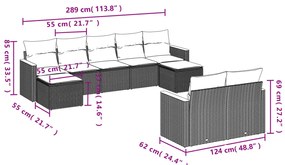 vidaXL Σαλόνι Κήπου Σετ 9 τεμ. Μπεζ Συνθετικό Ρατάν με Μαξιλάρια