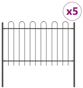 vidaXL Γκρι Φράχτης Κήπου με Καπάκι 8.5x0.8 μ Χάλυβας
