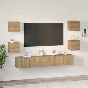 vidaXL Σετ επίπλου τηλεόρασης 7 τμχ. Artisan Oak Επεξεργασμένο Ξύλο