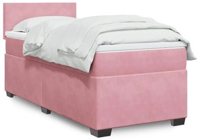 Κρεβάτι Boxspring με Στρώμα Ροζ 80 x 200 εκ. Βελούδινο