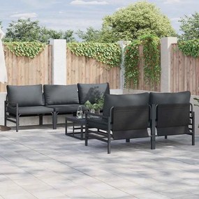 vidaXL Σετ Καναπέ Κήπου με μαξιλάρι 6 pcs Μαύρο Ατσάλι