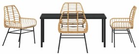 vidaXL Σέτ φαγητού για κήπο 5 pcs Καφέ συνθετικό ρατάν