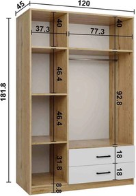 Ντουλάπα Καρυδί / Λευκό SECLA 120x45x181