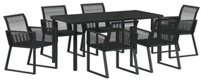 vidaXL Σέτ φαγητού για κήπο 7 pcs Μαύρο Πολυ ράταν