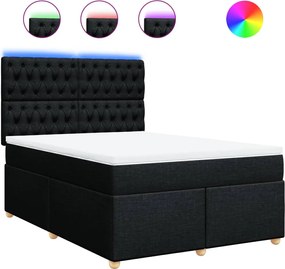 vidaXL Κρεβάτι Boxspring με Στρώμα Μαύρο 140x190 εκ. Υφασμάτινο
