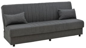 Καναπές-κρεβάτι με αποθηκευτικό χώρο τριθέσιος Romina pakoworld ανθρακί ύφασμα 190x85x90εκ