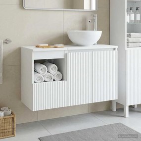 vidaXL Σετ Επίπλων Μπάνιου 2 τμχ. Λευκό Επεξεργασμένο Ξύλο