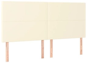 vidaXL Κρεβάτι Boxspring με Στρώμα Κρεμ 200x200 εκ. Συνθετικό Δέρμα
