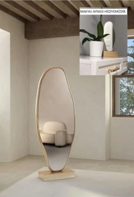 Stewehome Ασύμμετρος καθρέφτης δαπέδου με MDF και ακρυλικό χρυσό φινίρισμα