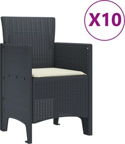 vidaXL Σέτ φαγητού για κήπο 11 pcs Ανθρακί Πολυπροπυλένιο