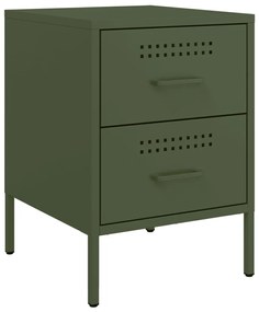 vidaXL Κομοδίνο Πράσινο Λαδί 36x39x50,5 εκ. από Χάλυβα