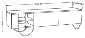 Έπιπλο τηλεόρασης Giovanni Megapap από μελαμίνη χρώμα λευκό 151x35x43εκ.