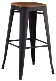 Σκαμπό Bar Relix Ε5190W,1W 42x42x76cm Dark Oak-Black