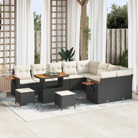 vidaXL Σετ Καναπέ Κήπου 12 pcs Μαύρο συνθετικό ρατάν