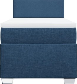 vidaXL Κρεβάτι Boxspring με Στρώμα Μπλε 100 x 200 εκ. Υφασμάτινο