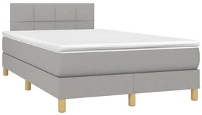 vidaXL Κρεβάτι Boxspring με Στρώμα &amp; LED Αν.Γκρι 120x190εκ. Υφασμάτινο