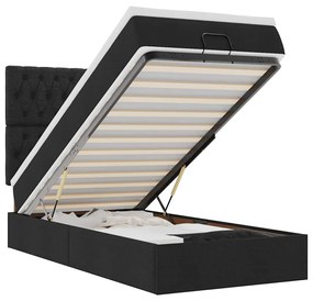 vidaXL Οθωμανικό κρεβάτι με στρώμα Μαύρο 100x200cm Ύφασμα