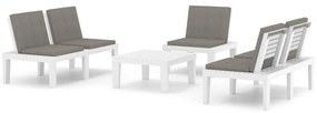 vidaXL Σαλόνι Κήπου 4 Τεμαχίων Λευκό Πλαστικό με Μαξιλάρια