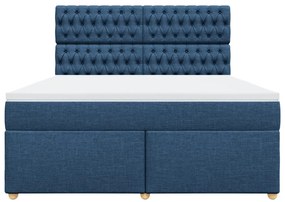 vidaXL Κρεβάτι Boxspring με Στρώμα Μπλε 180x200 εκ. Υφασμάτινο