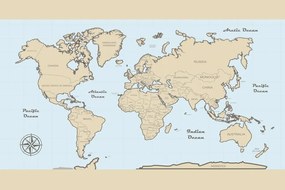 Εικόνα παγκόσμιου χάρτη με μπεζ περίγραμμα