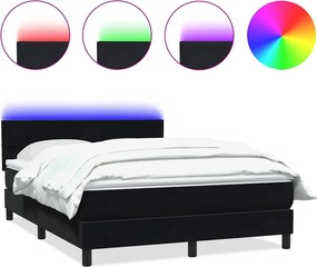 VidaXL Κρεβάτι Boxspring με Στρώμα & LED Μαύρο 160x210 εκ. Βελούδινο