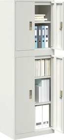 vidaXL Ντουλάπι αποθήκευσης 2 τμχ. Λευκό 60 x 40 x 175 εκ Ατσάλι