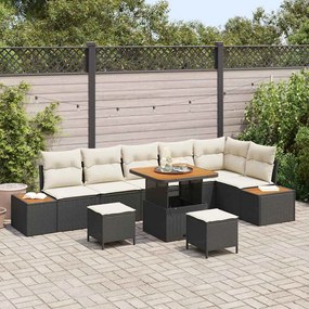 vidaXL Σετ Καναπέ Κήπου με μαξιλάρι 9 pcs Μαύρο Πολυ ράταν
