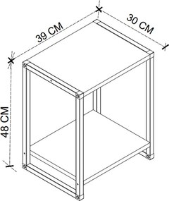 Κομοδίνο Gina Megapap χρώμα ανθρακί - μαύρο 39x30x48εκ.