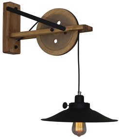 Φωτιστικό Τοίχου - Απλίκα HL- 318W-1S1 77-3183 Melkor Black Homelighting Metal,Wood