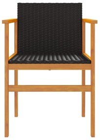 vidaXL Καρέκλες Κήπου 2 τεμ. Μαύρες Συνθετικό Ρατάν και Μασίφ Ξύλο
