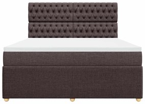 vidaXL Κρεβάτι Boxspring με Στρώμα Σκούρο Καφέ 180x200 εκ Υφασμάτινο