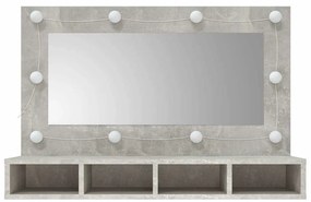 vidaXL Έπιπλο Καθρέπτη με LED Γκρι Σκυροδέματος 90x31,5x62 εκ.