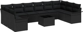 vidaXL Σετ Καναπέ Κήπου με μαξιλάρι 11 pcs Μπεζ Πολυ ράταν