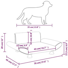 Κρεβάτι Σκύλου Ανοιχτό Γκρι 70x45x28 εκ. Υφασμάτινο - Γκρι