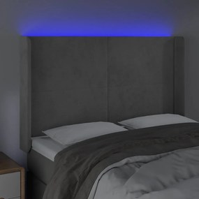Κεφαλάρι Κρεβατιού LED Ανοιχτό Γκρι 147x16x118/128εκ. Βελούδινο - Γκρι