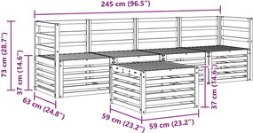 vidaXL Σειρά Καναπέ Εξωτερικού 5 τμχ. 4-θέσια Λευκό