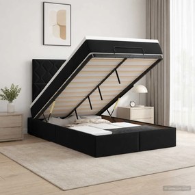 vidaXL Κρεβάτι Ottoman με στρώμα Μαύρο 120 x 190 cm Βελούδο