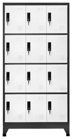 vidaXL Φοριαμός Ανθρακί και Λευκός 90 x 45 x 180 εκ. Ατσάλινος