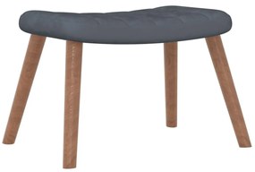 vidaXL Πολυθρόνα Relax Σκούρο Γκρι Βελούδινη με Σκαμπό